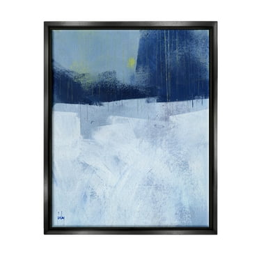 Stupell Industries Abstract Blocked Layered Shapes Painting Jet Black Floating Framed Canvas Print Wall Art, Design by Paul Bailey