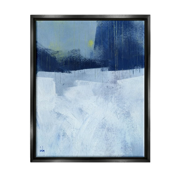 Stupell Industries Abstract Blocked Layered Shapes Painting Jet Black Floating Framed Canvas Print Wall Art, Design by Paul Bailey