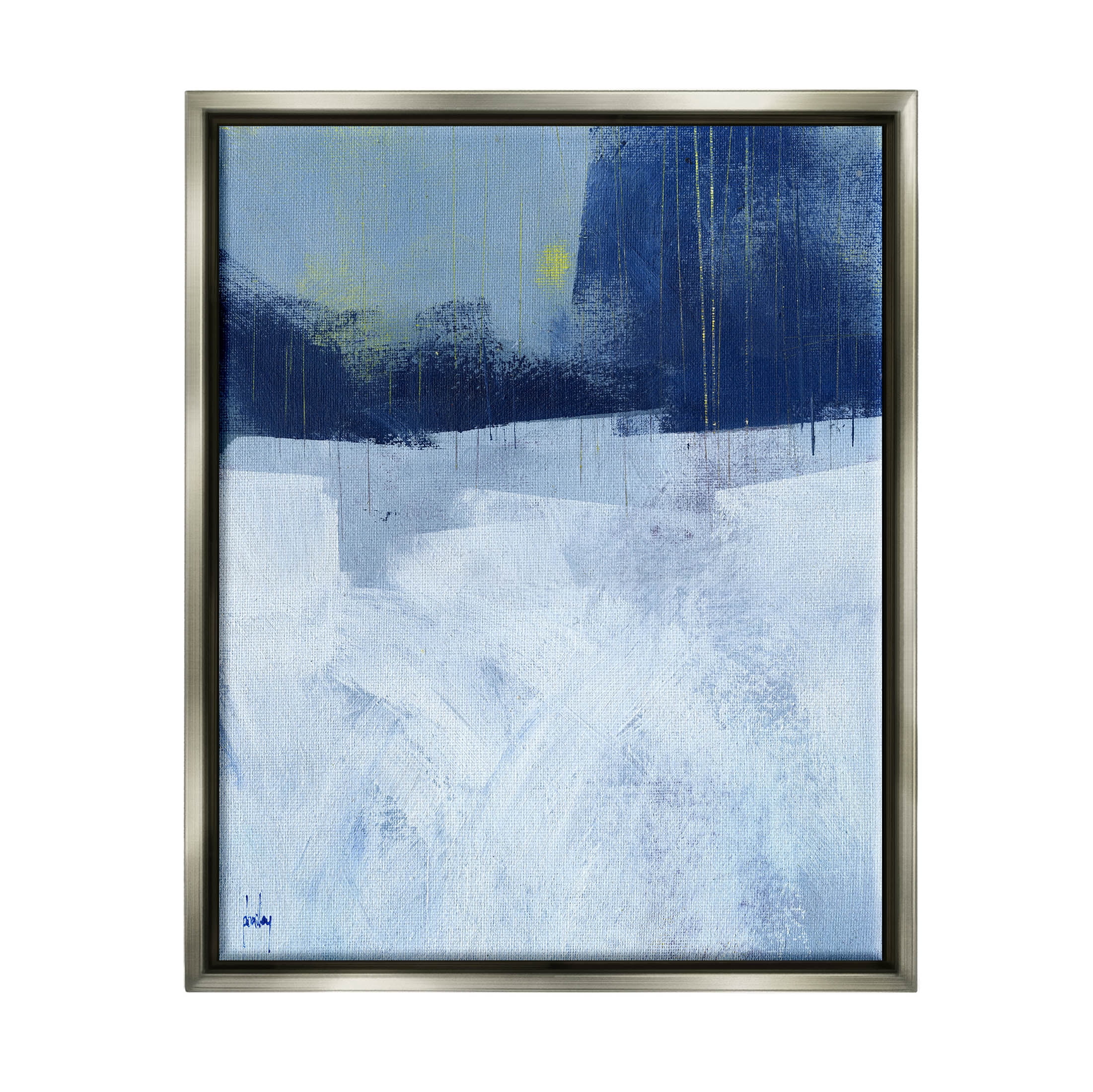 Stupell Industries Abstract Blocked Layered Shapes Painting Luster Gray Floating Framed Canvas Print Wall Art, Design by Paul Bailey