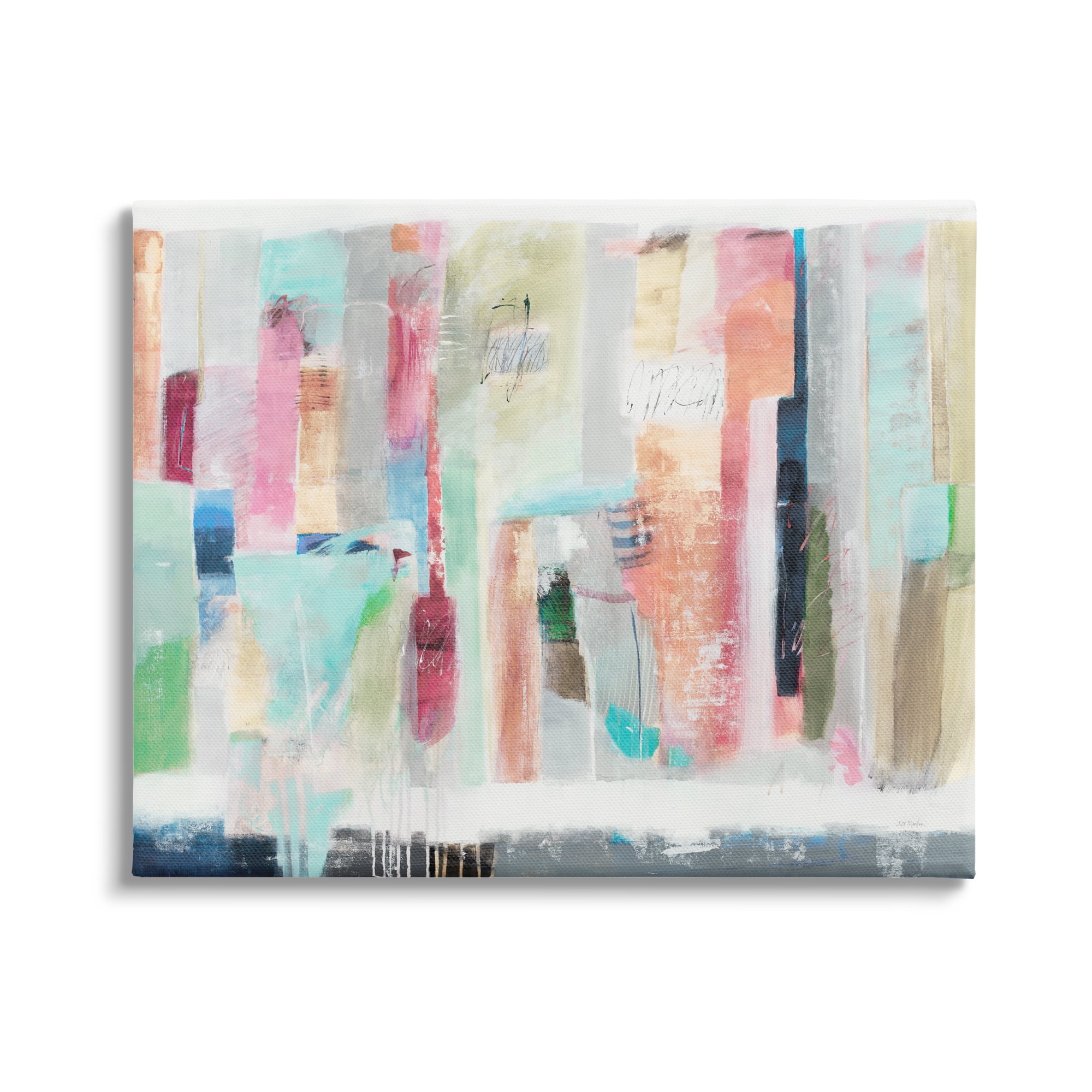 Stupell Industries Abstract Blocked Line Shapes Modern Scribble Detail Painting Gallery Wrapped Canvas Print Wall Art, Design by Jill Martin