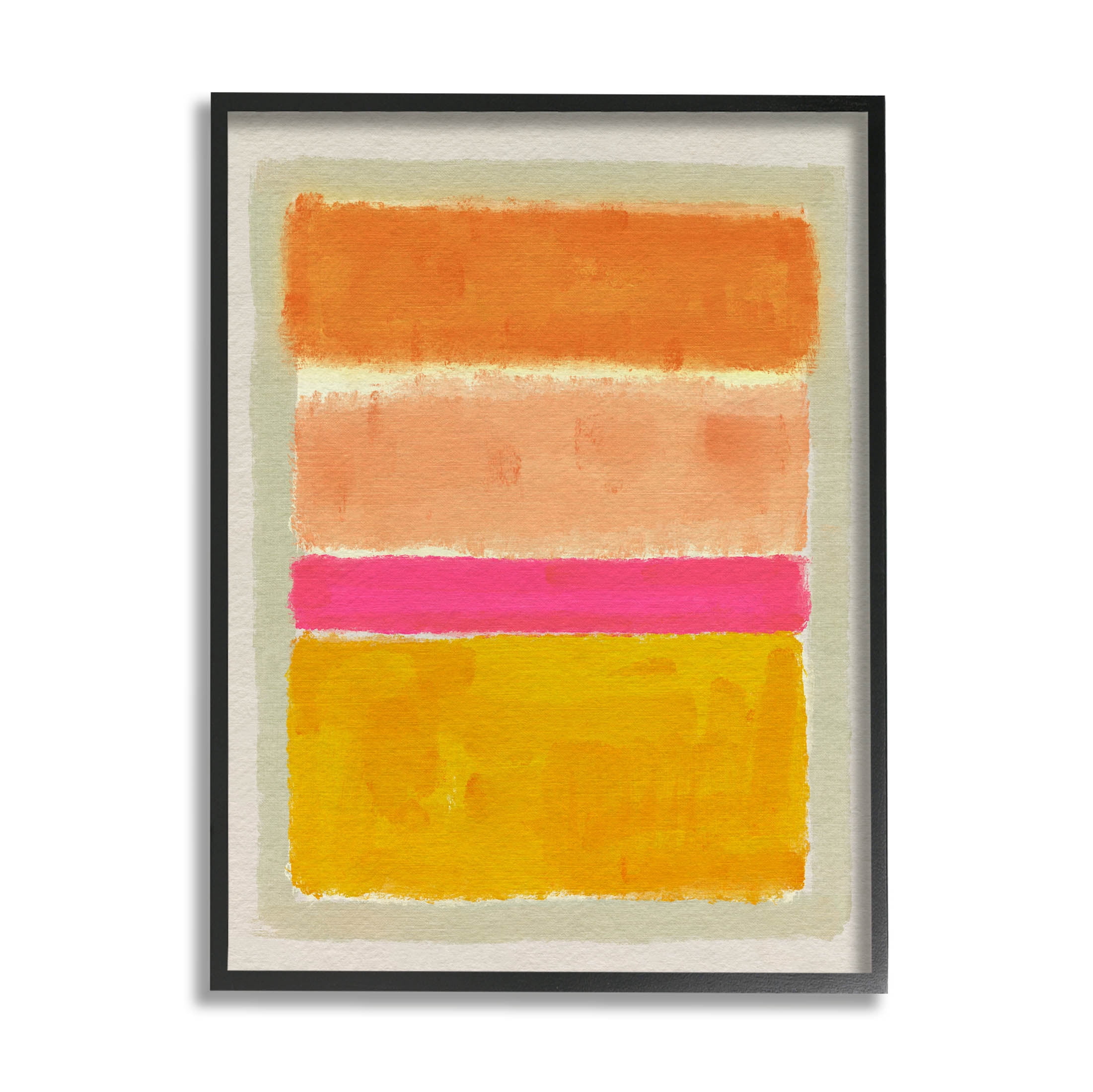 Stupell Industries Abstract Blocked Square Forms Painting Black Framed Art Print Wall Art, Design by Victoria Barnes