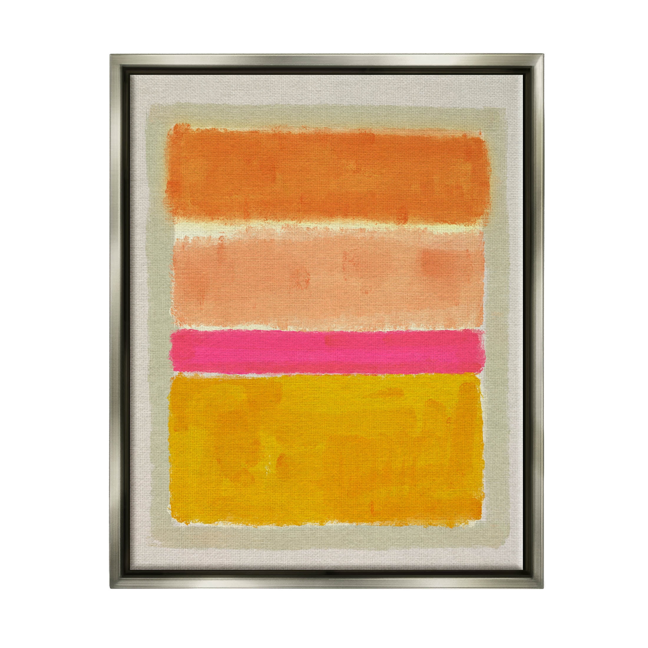 Stupell Industries Abstract Blocked Square Forms Painting Luster Gray Floating Framed Canvas Print Wall Art, Design by Victoria Barnes