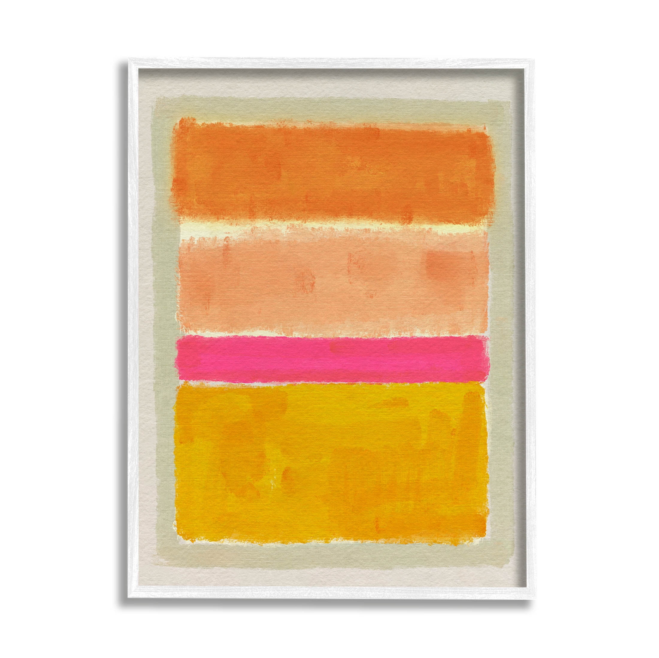 Stupell Industries Abstract Blocked Square Forms Painting White Framed Art Print Wall Art, Design by Victoria Barnes