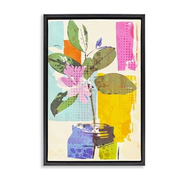 Stupell Industries Abstract Bloom Drift Black Framed Floater Canvas Wall Art design by Andrea Haase, 31 x 21