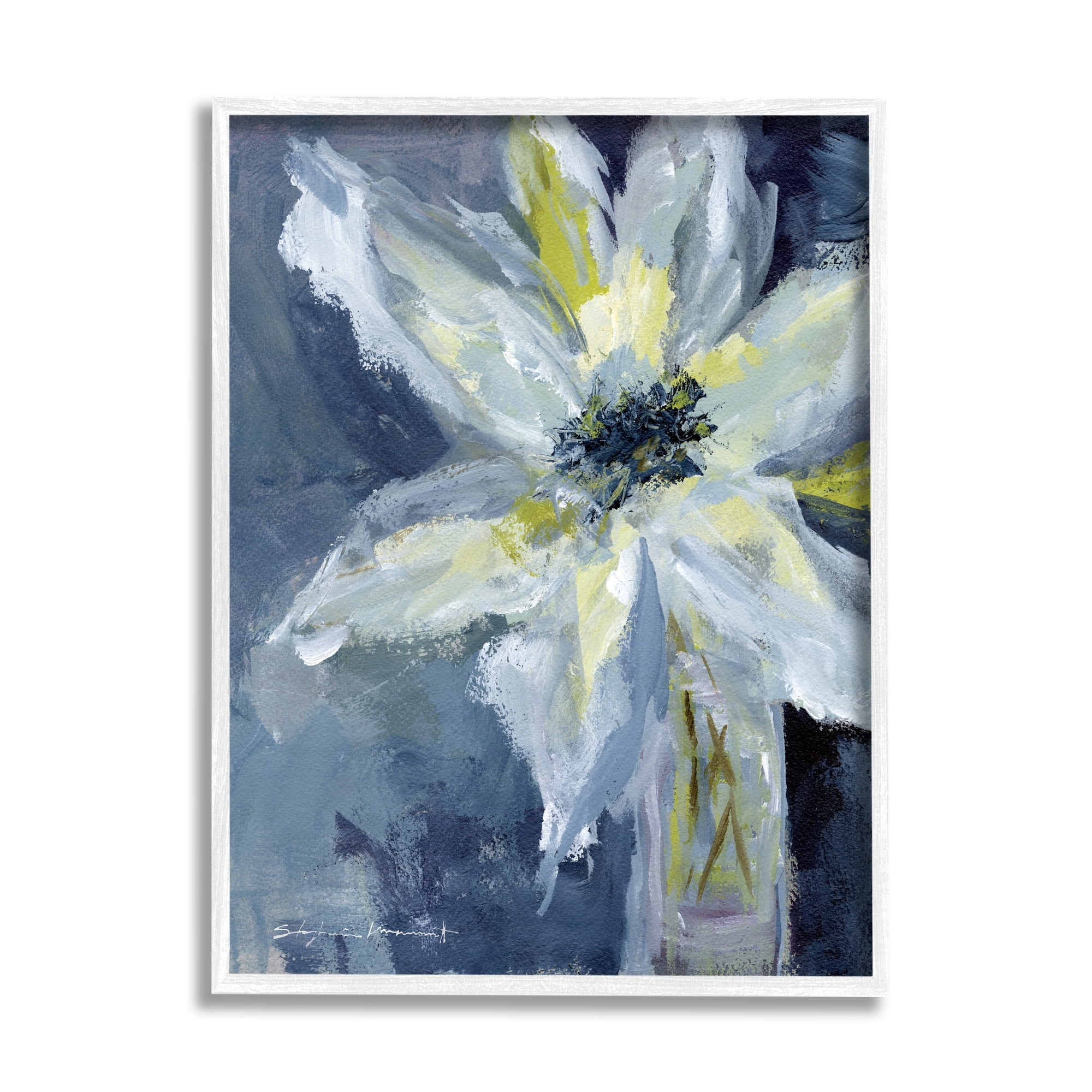 Stupell Industries Abstract Blooming Lily Flower Soft Blue Yellow Petals, 24 x 30, Design by Stephanie Workman Marrott