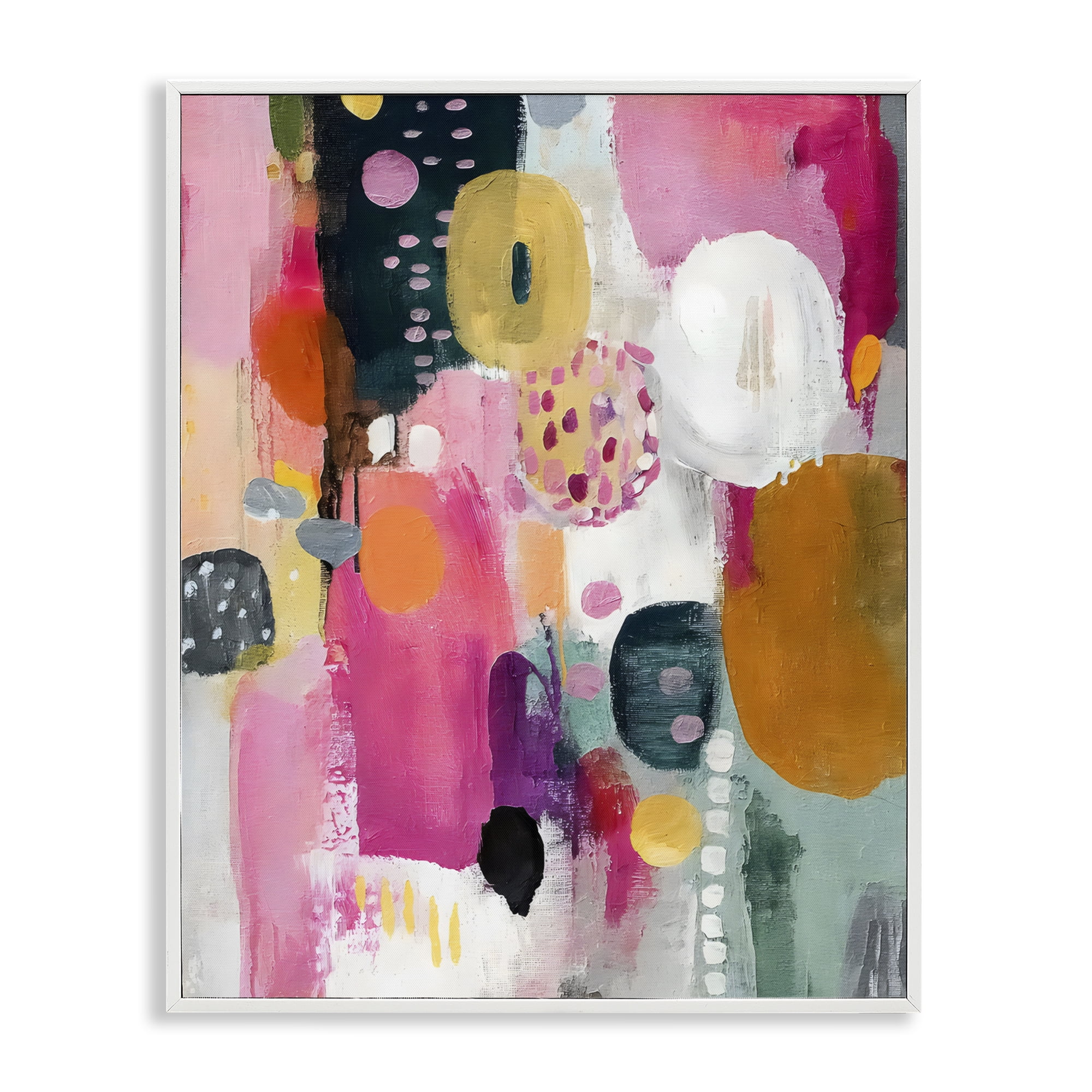 Stupell Industries Abstract Blooms Cascade White Framed Giclee Art, design by Riley B