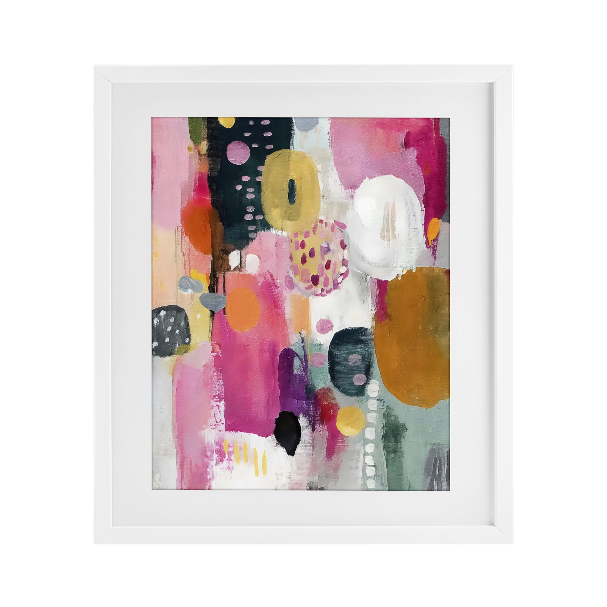 Stupell Industries Abstract Blooms Cascade White Framed Print Under Glass, design by Riley B