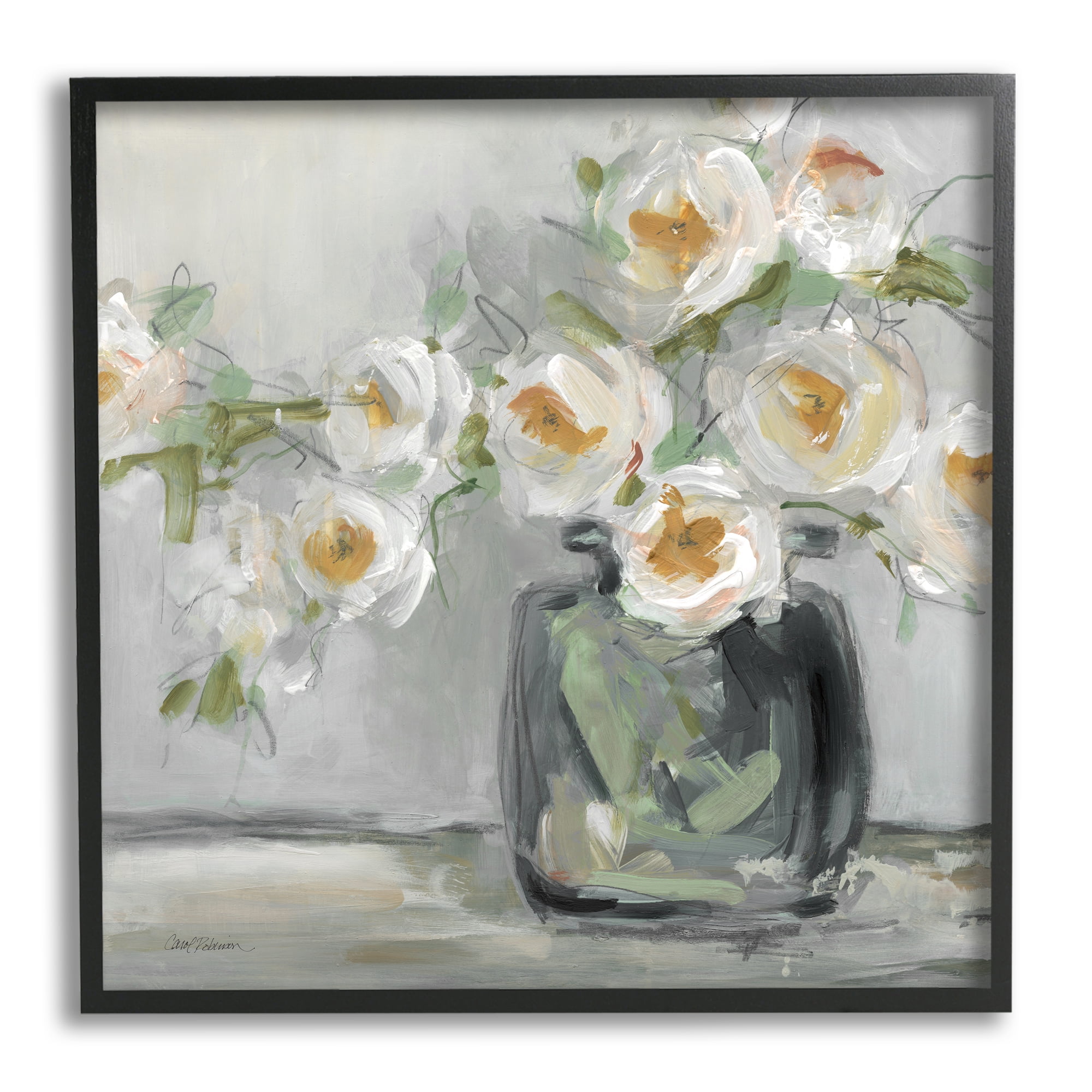 Stupell Industries Abstract Blooms Ikebana Bouquet Botanical & Floral Painting Black Framed Art Print Wall Art