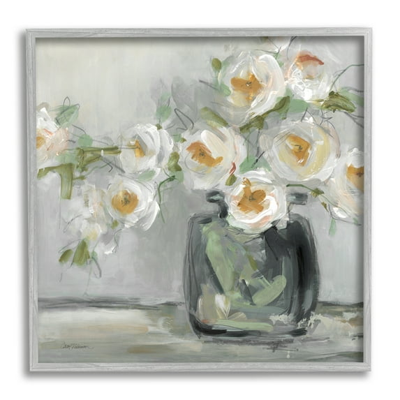 Stupell Industries Abstract Blooms Ikebana Bouquet Botanical & Floral Painting Gray Framed Art Print Wall Art