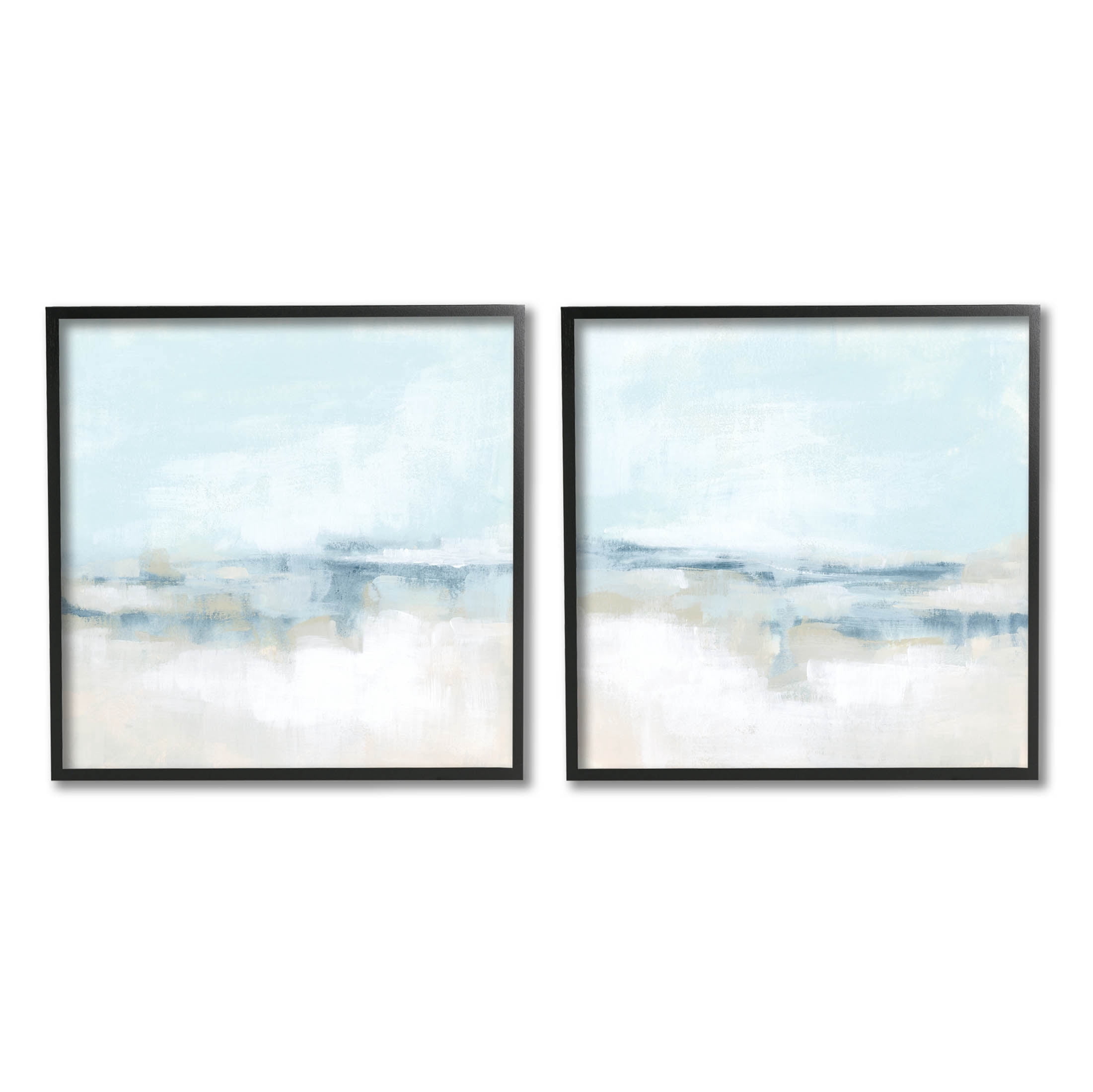 Stupell Industries Abstract Blue Atmospheric Landscape Painting Black Framed Art Print Wall Art, Set of 2, Design by June Erica Vess
