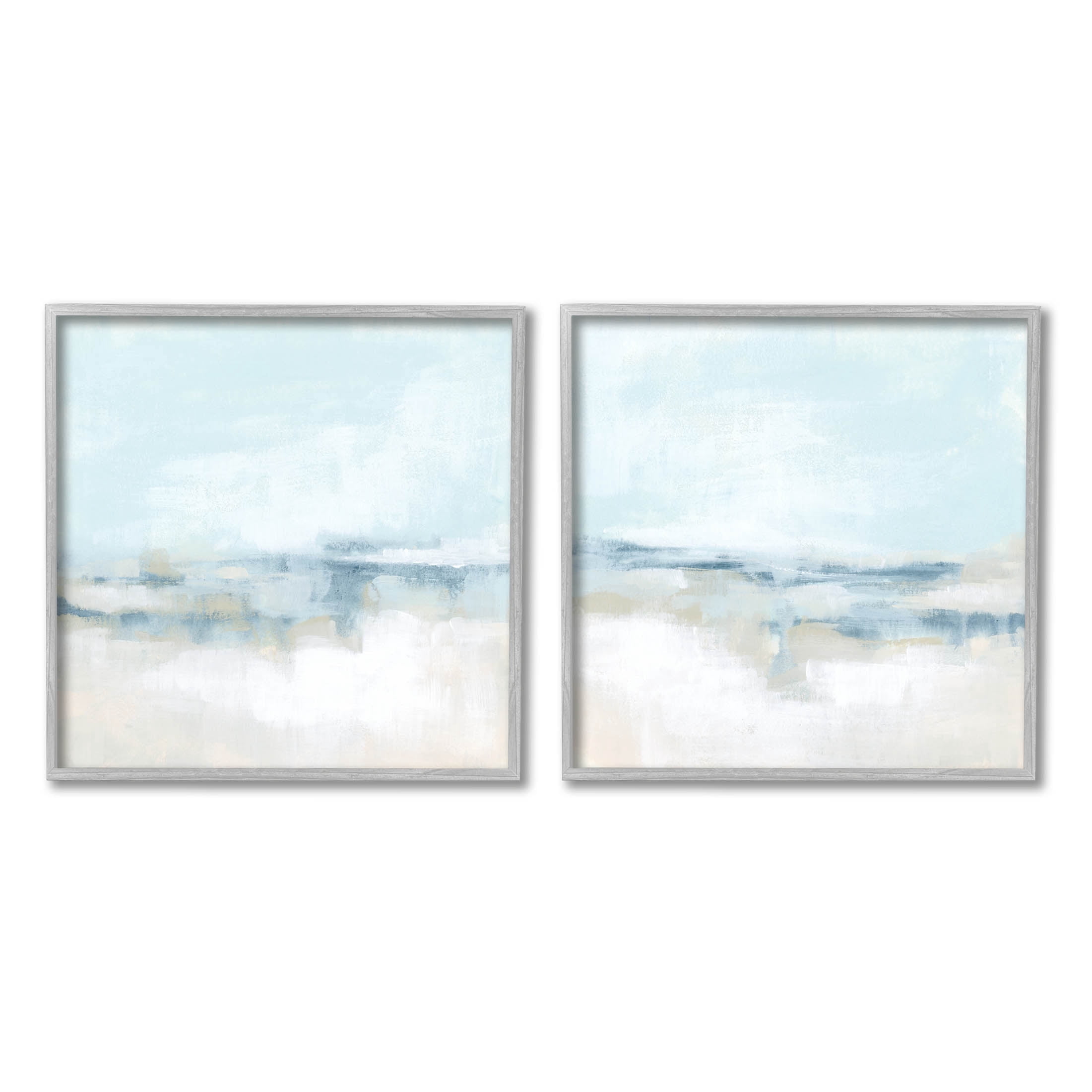 Stupell Industries Abstract Blue Atmospheric Landscape Painting Gray Framed Art Print Wall Art, Set of 2, Design by June Erica Vess