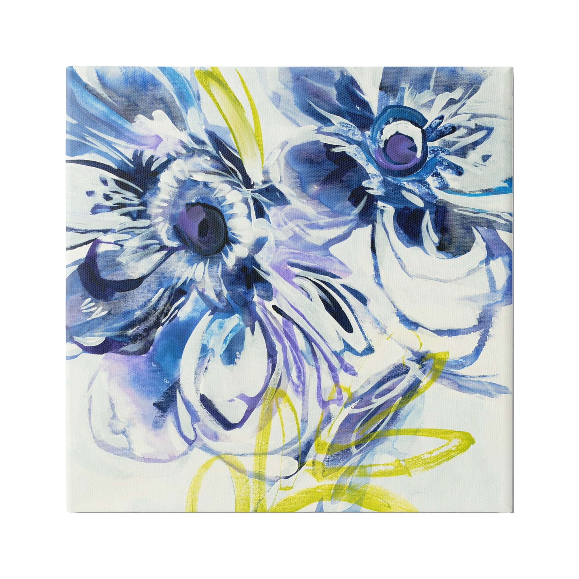 Stupell Industries Abstract Blue Blossoms Botanical & Floral Painting Gallery Wrapped Canvas Print Wall Art, 36 x 36