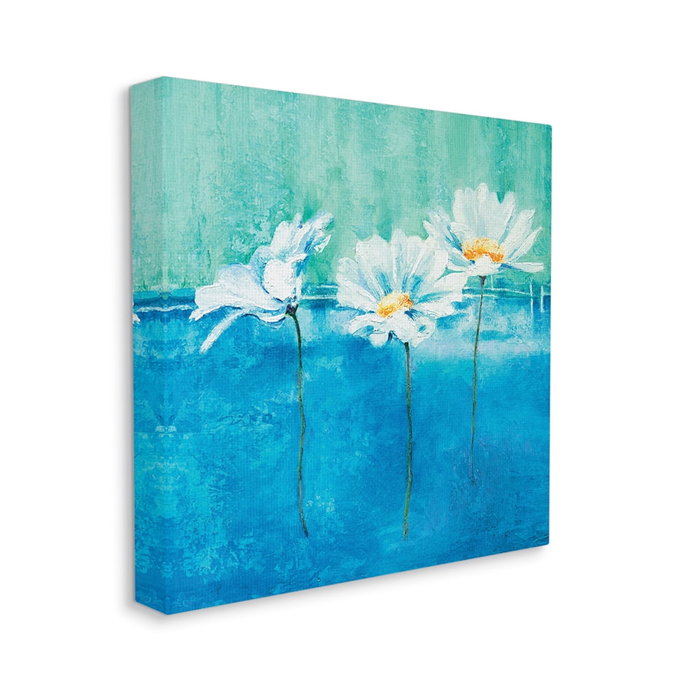 Stupell Industries Abstract Blue Color Pop White Daisy Floral Canvas Wall Art by Isabelle Herbert
