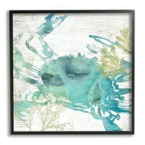 Stupell Industries Abstract Blue Crab Animals & Insects Painting Black Framed Art Print Wall Art, 12 x 12