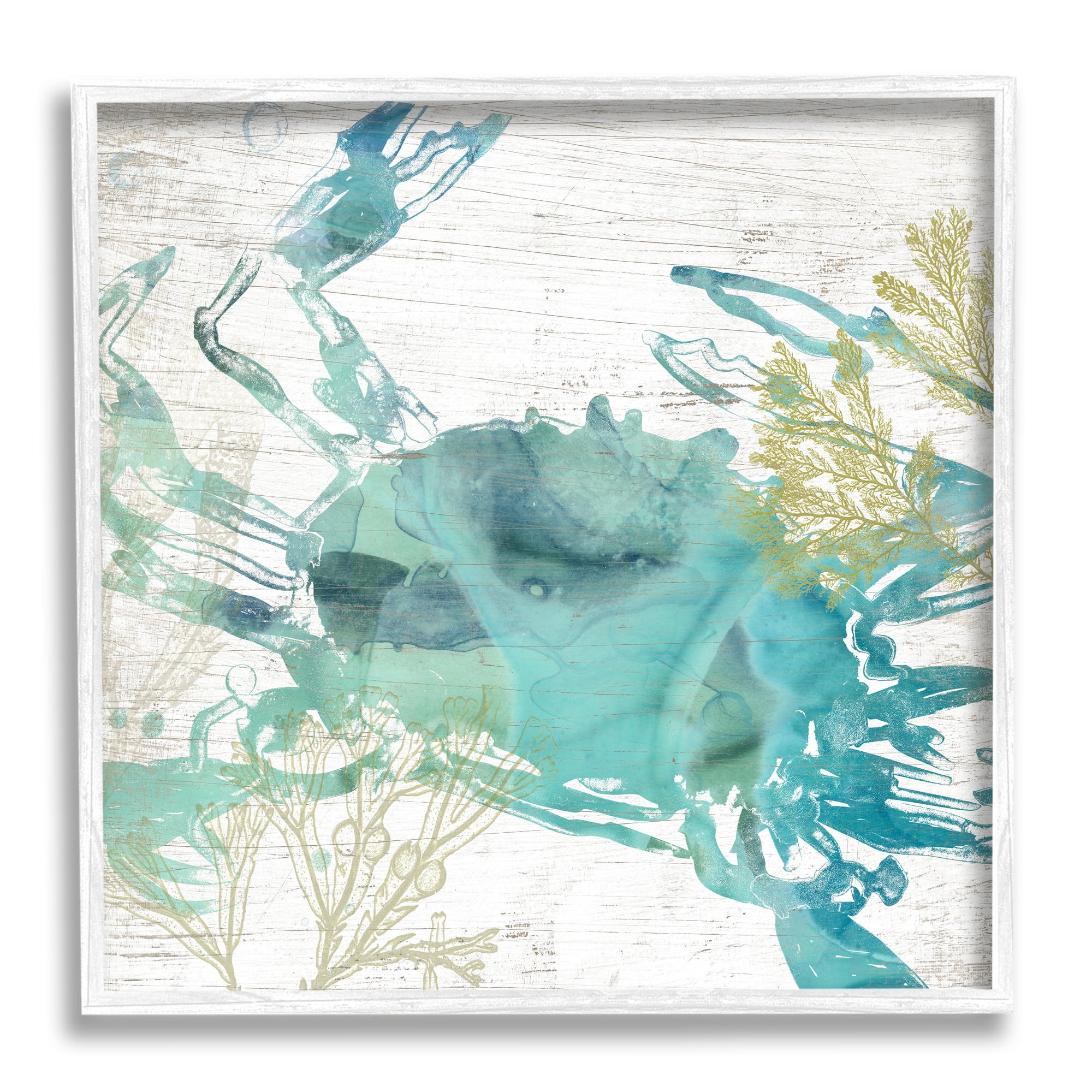 Stupell Industries Abstract Blue Crab Animals & Insects Painting White Framed Art Print Wall Art, 24 x 24