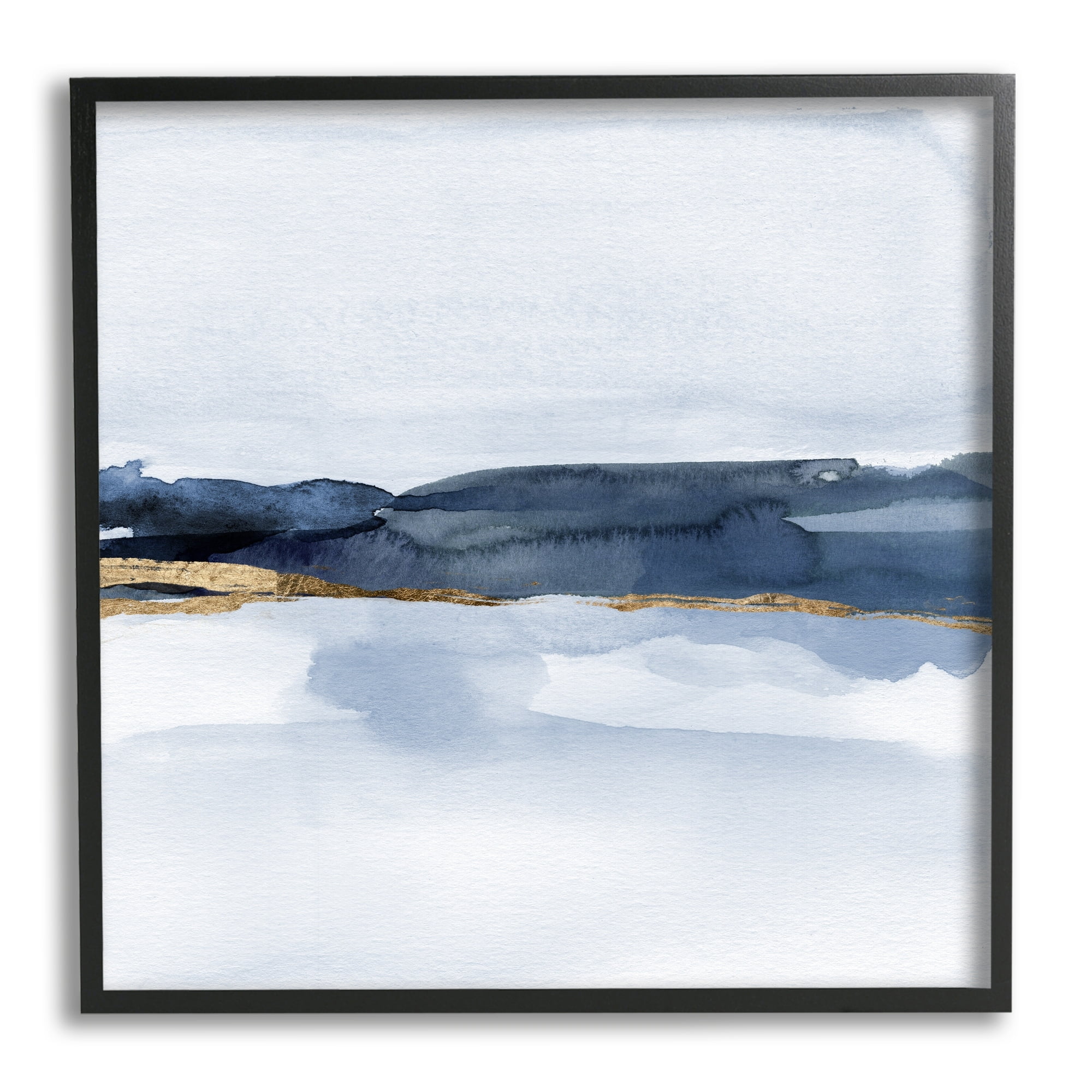 Stupell Industries Abstract Blue Distant Landscape Smooth Glam Detail Painting Black Framed Art Print Wall Art, Design by Jacob Green
