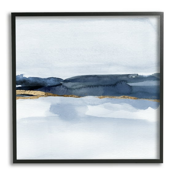 Stupell Industries Abstract Blue Distant Landscape Smooth Glam Detail Painting Black Framed Art Print Wall Art, Design by Jacob Green