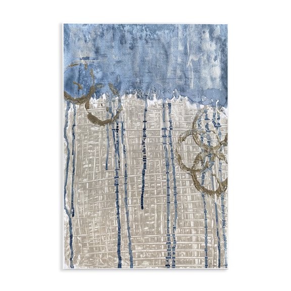 Stupell Industries Modern Abstract Blue Dripping over Whicker Style Grid Wall Plaque Art, 10 x 15, by Denise Brown