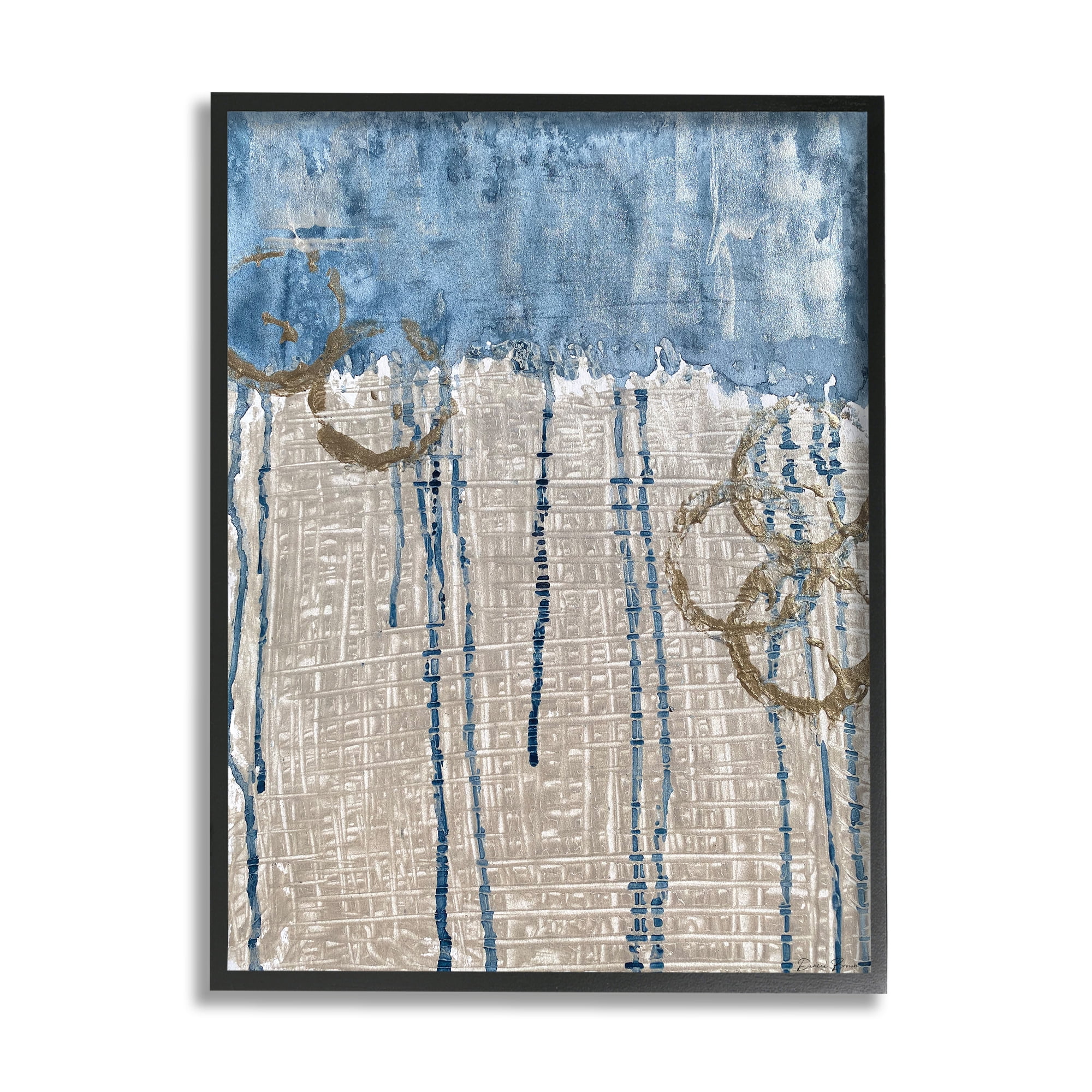 Stupell Industries Abstract Blue Dripping over Whicker Style Grid, 16 x 20, Designed by Denise Brown
