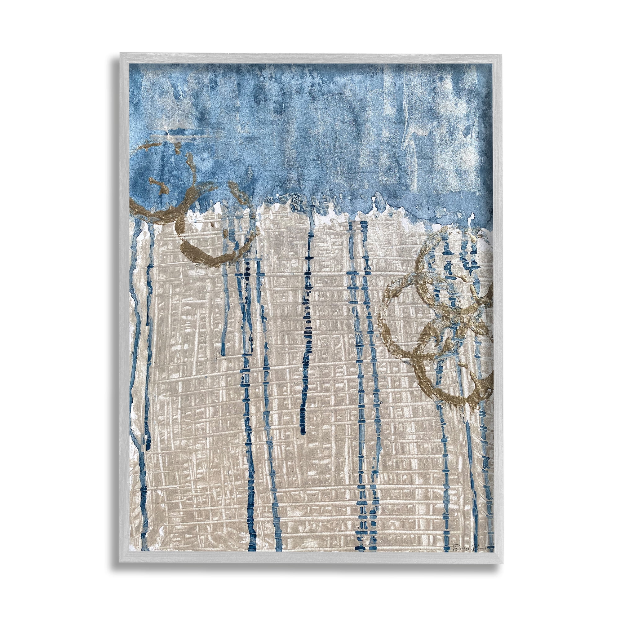 Stupell Industries Abstract Blue Dripping over Whicker Style Grid, 24 x 30, Designed by Denise Brown