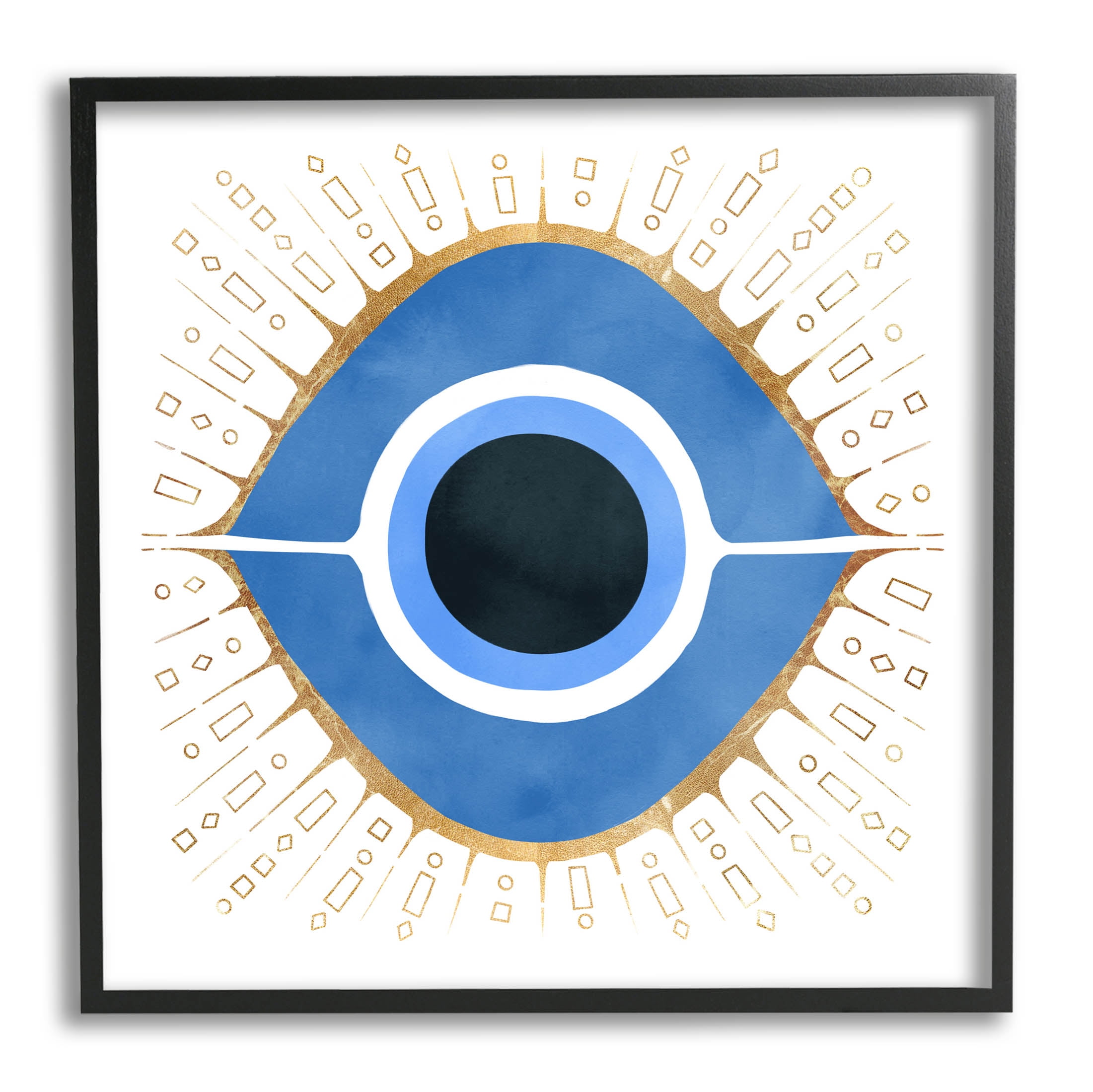 Stupell Industries Abstract Blue Evil Eye Symbol Graphic Art Black Framed  Art Print Wall Art, Design by Ziwei Li 