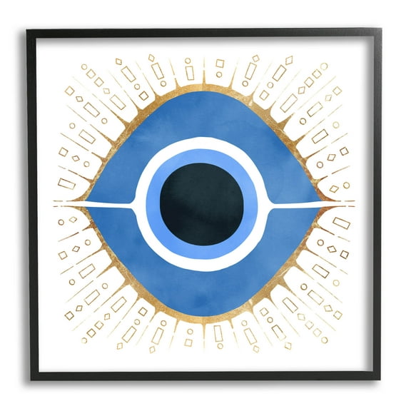Stupell Industries Abstract Blue Evil Eye Symbol Graphic Art Black Framed Art Print Wall Art, Design by Ziwei Li