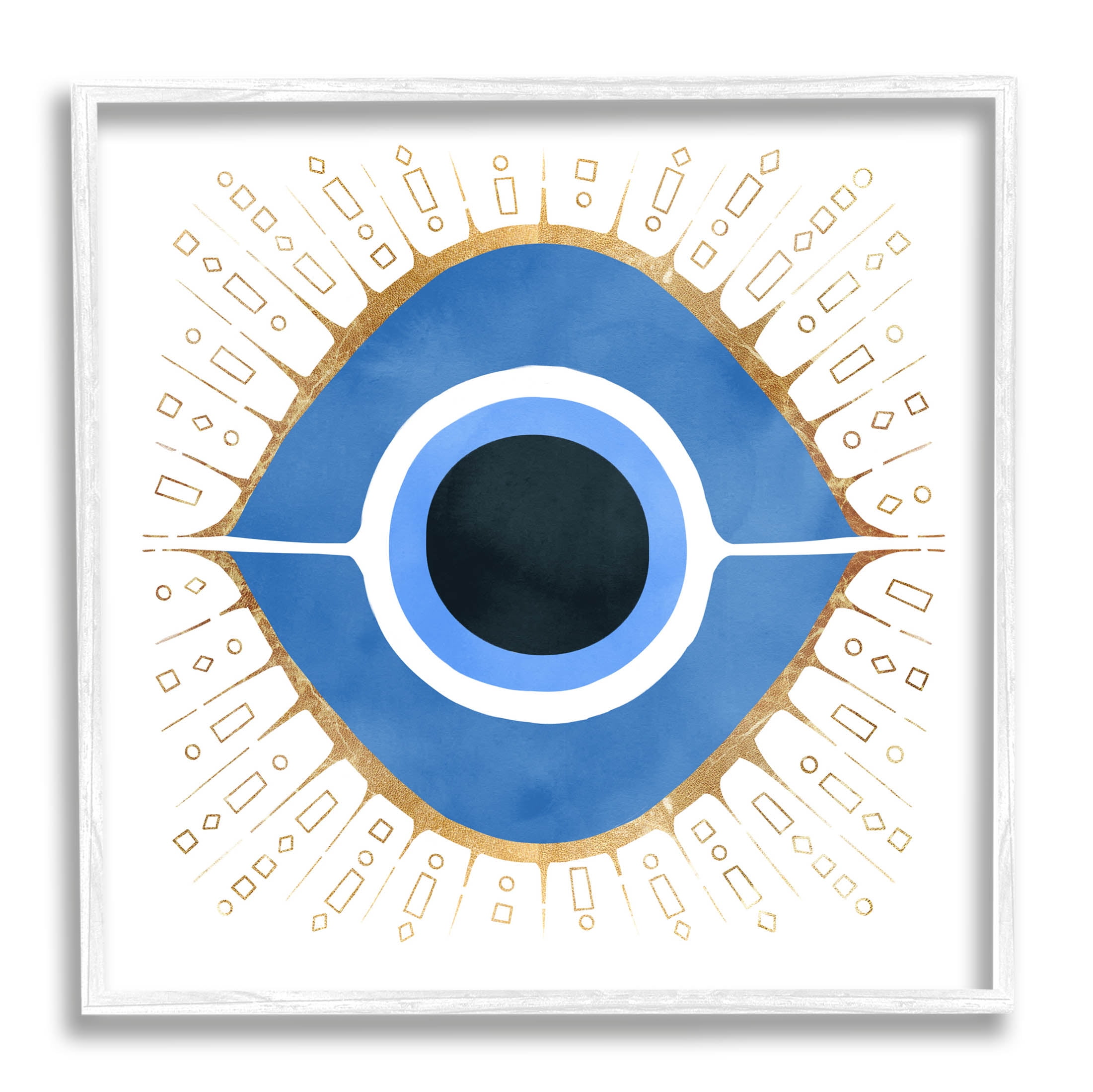 Stupell Industries Abstract Blue Evil Eye Symbol Graphic Art White Framed Art Print Wall Art, Design by Ziwei Li