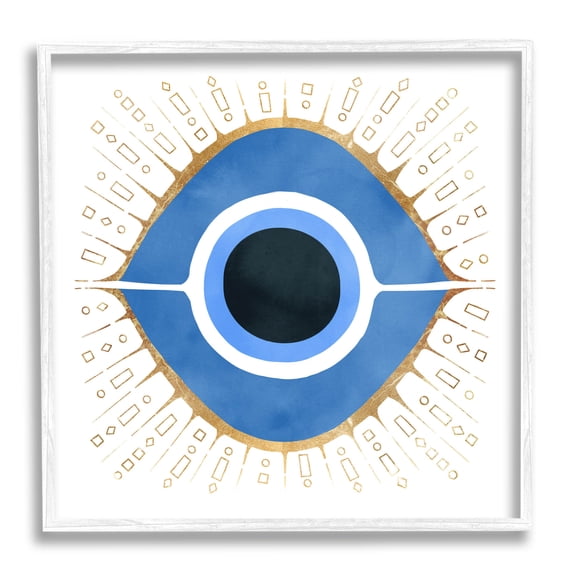 Stupell Industries Abstract Blue Evil Eye Symbol Graphic Art White Framed Art Print Wall Art, Design by Ziwei Li