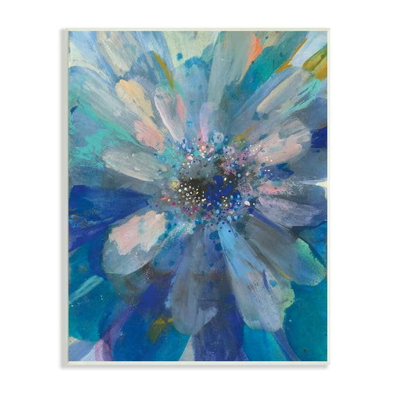 Stupell Industries Abstract Blue Floral Petals Contemporary Flower Splatter Abstract Painting Unframed Art Print Wall Art, 10 x 15
