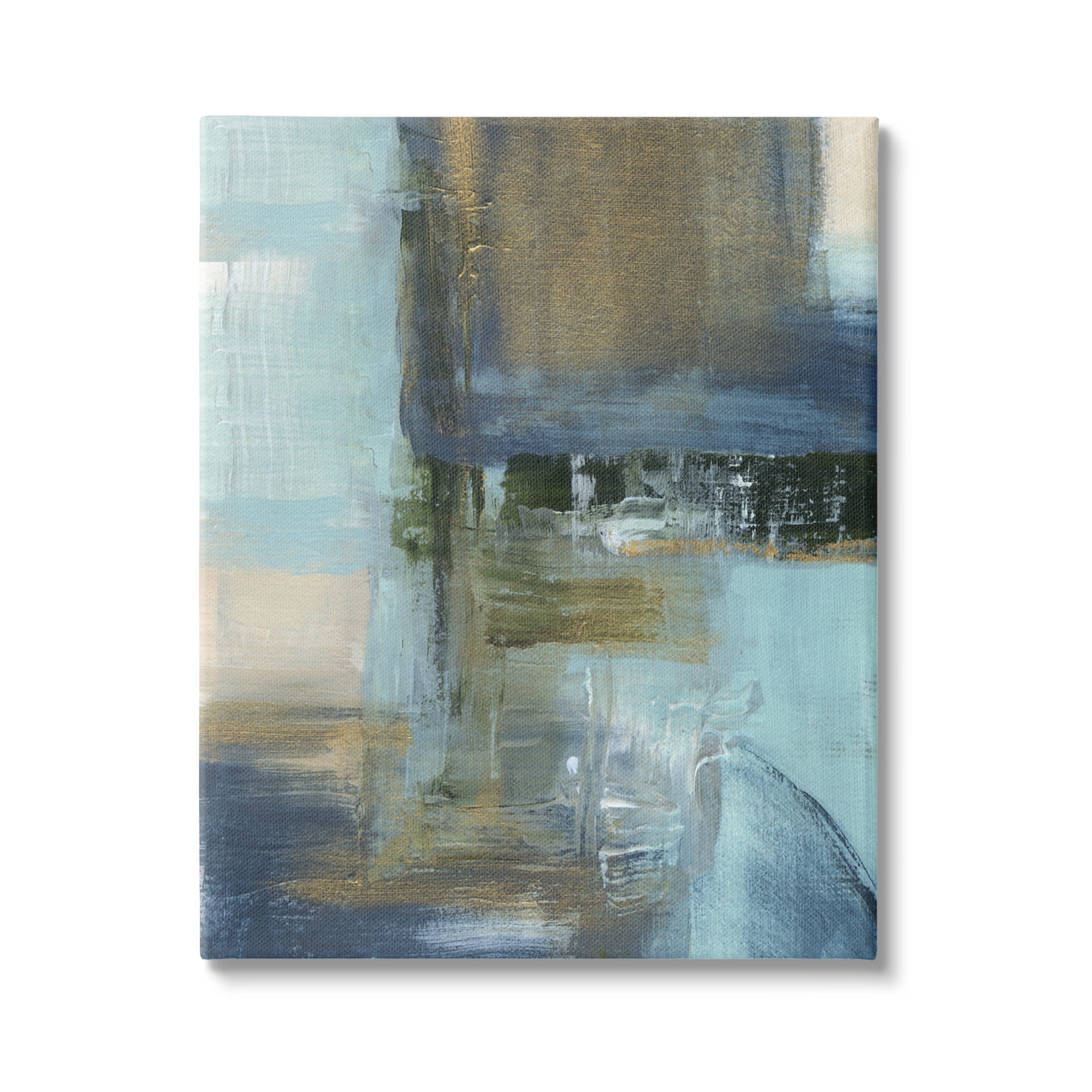 Stupell Industries Abstract Blue & Glam Abstract Painting Gallery Wrapped Canvas Art Print Wall Art, 30 x 40