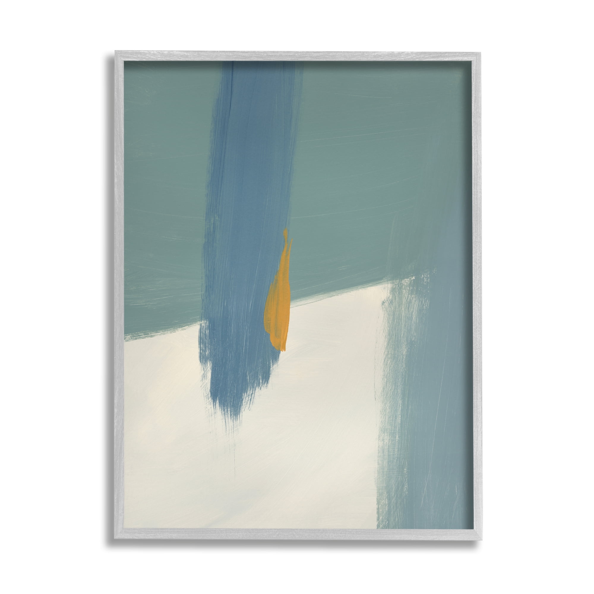 Stupell Industries Abstract Blue Green Brush Strokes On Off-White Graphic Art Gray Framed Art Print Wall Art, 11x14, by Bronwyn Baker