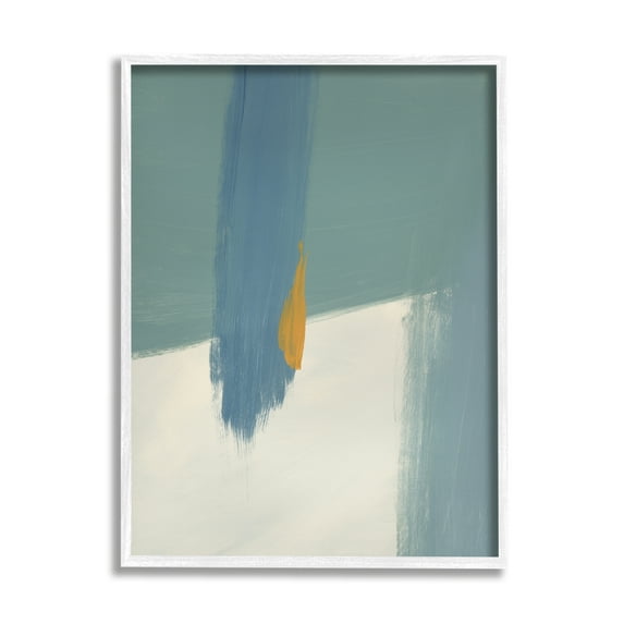 Stupell Industries Abstract Blue Green Brush Strokes On Off-White Graphic Art White Framed Art Print Wall Art, 24x30, by Bronwyn Baker