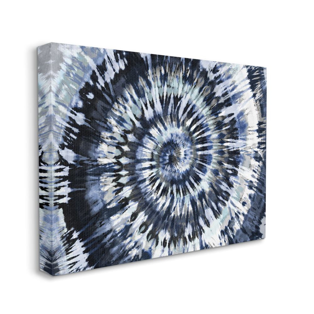 Stupell Industries Abstract Blue Grey Tie Dye Spiral Pattern Detail Canvas Wall Art Design by Molly Kearns, 16" x 20"