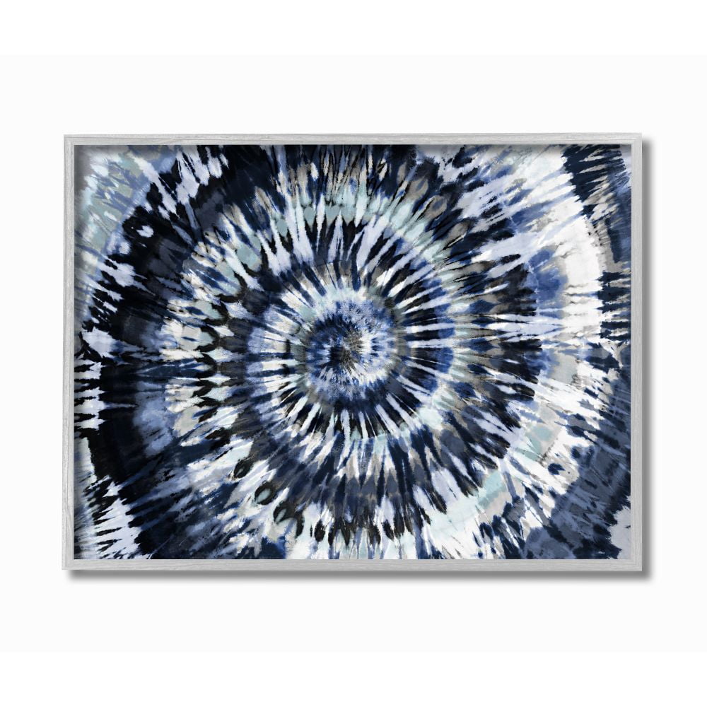 Stupell Industries Abstract Blue Grey Tie Dye Spiral Pattern Detail Framed Wall Art Design by Molly Kearns, 11" x 14", Gray Framed