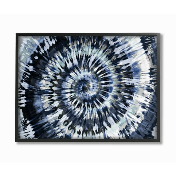 Stupell Industries Abstract Blue Grey Tie Dye Spiral Pattern Detail Framed Wall Art Design by Molly Kearns, 24" x 30", Black Framed