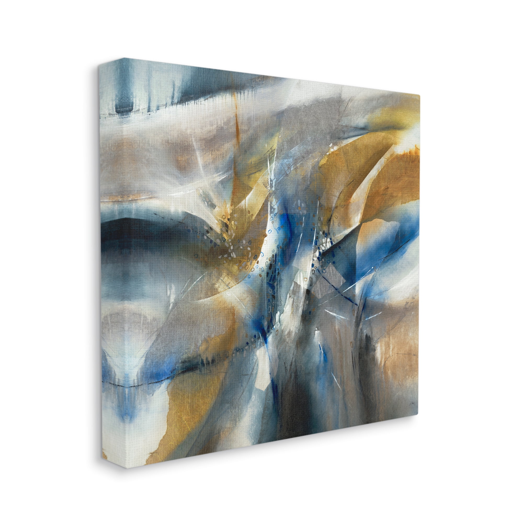 Stupell Industries Abstract Blue Grey Yellow Distortion Busy Shape Arrangement, 30 x 30, Designed by K. Nari