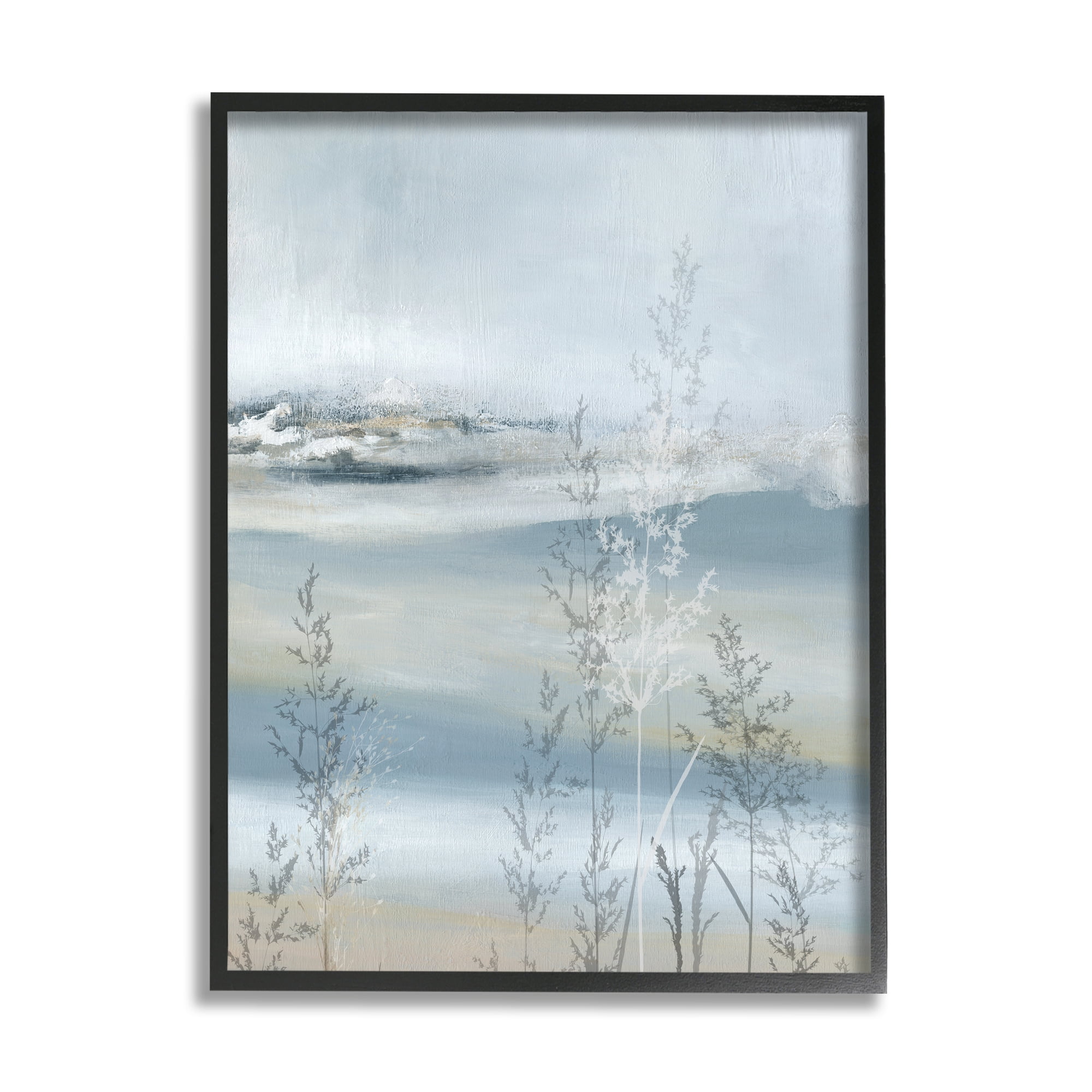 Stupell Industries Abstract Blue Landscape Abstract Painting Black Framed Art Print Wall Art, 16 x 20