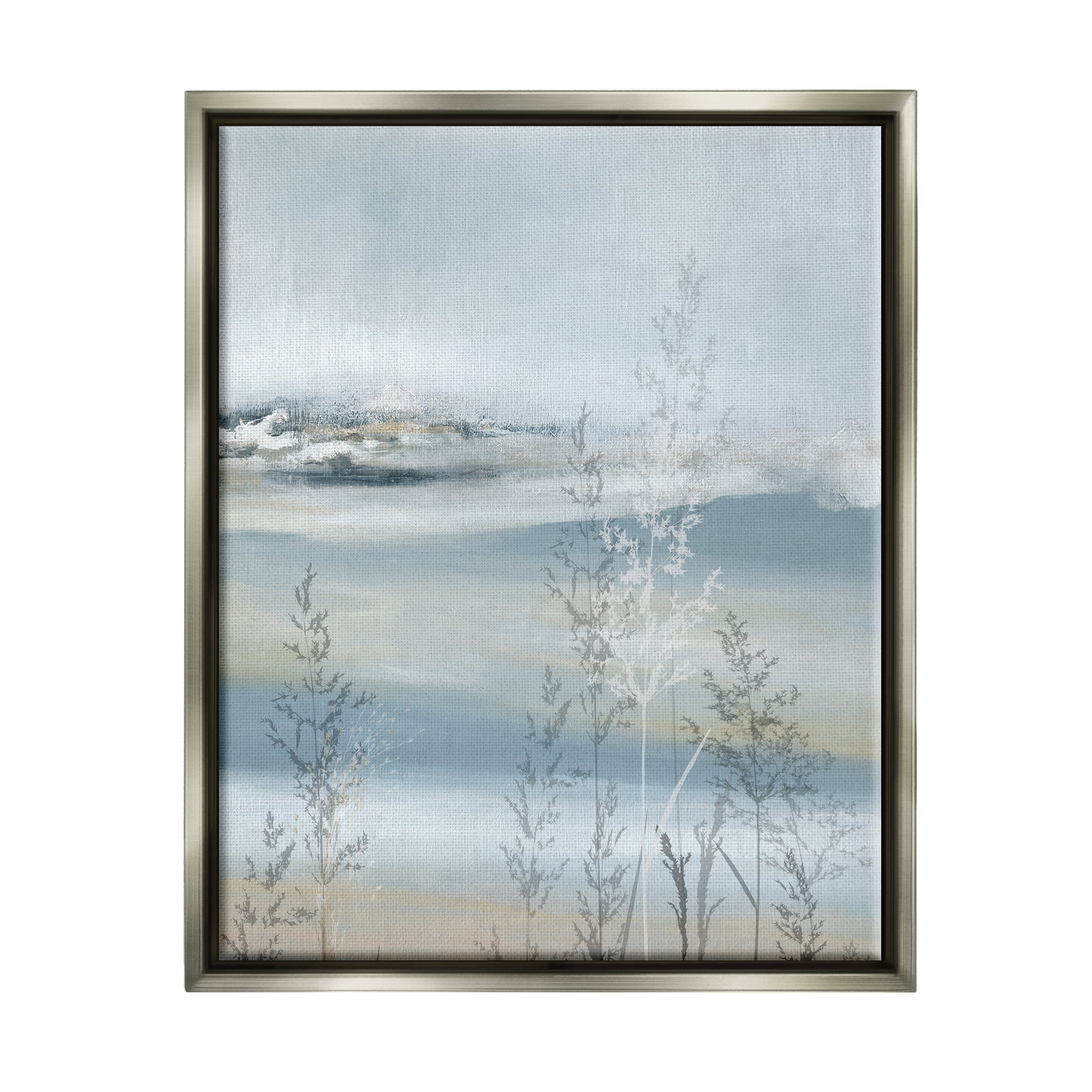 Stupell Industries Abstract Blue Landscape Abstract Painting Gray Floater Framed Canvas Art Print Wall Art, 25 x 31