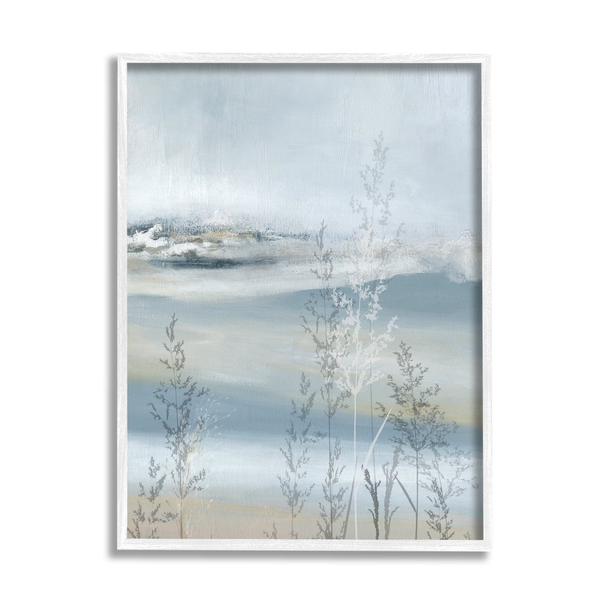 Stupell Industries Abstract Blue Landscape Abstract Painting White Framed Art Print Wall Art, 24 x 30