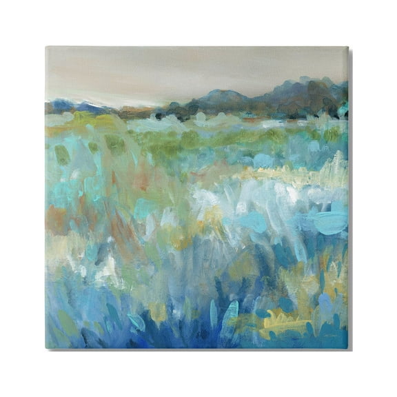 Stupell Industries Abstract Blue Meadow Abstract Painting Gallery Wrapped Canvas Art Print Wall Art, 17 x 17