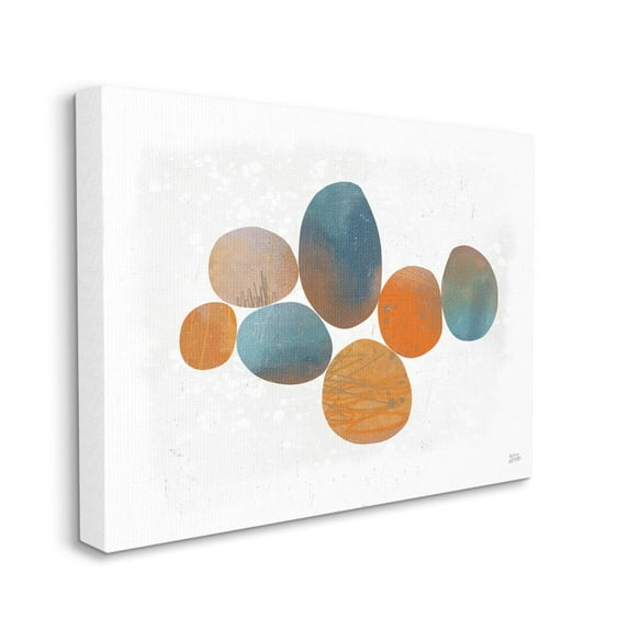 Stupell Industries Abstract Blue Orange Stone Shapes Blue Orange Oval Design Canvas Wall Art Design by Melissa Averinos, 16" x 20"
