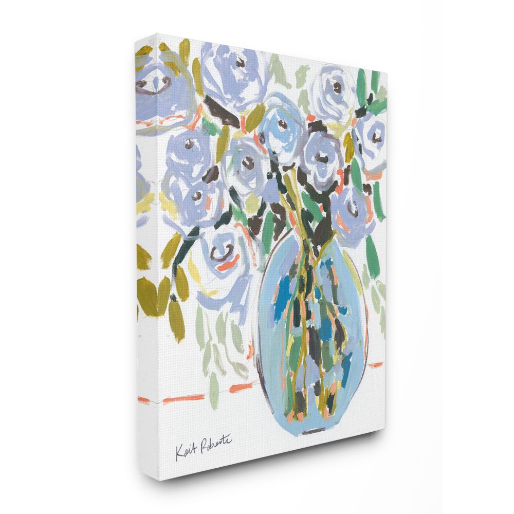 Stupell Industries Abstract Blue Pastel Floral Bouquet Organic Lines Canvas Wall Art Design by Kait Roberts, 30" x 40"