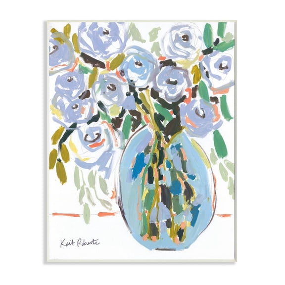 Stupell Industries Abstract Blue Pastel Floral Bouquet Organic Lines Wall Plaque Design by Kait Roberts, 10" x 15"