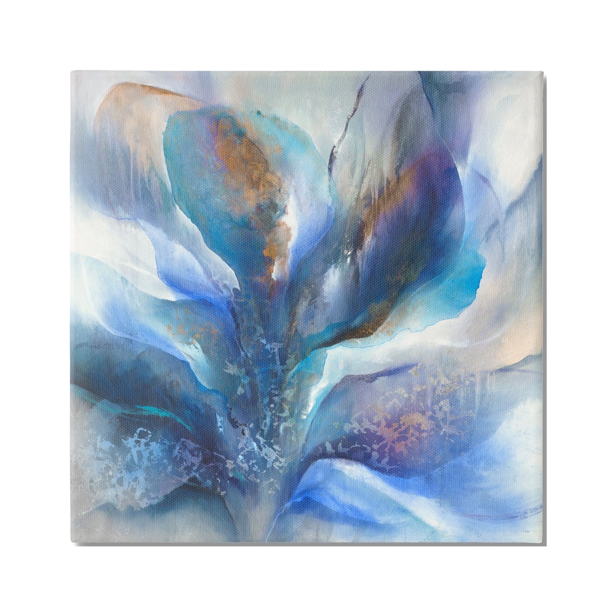 Stupell Industries Abstract Blue Petals Fluid Modern Botanical Design Graphic Art Gallery Wrapped Canvas Print Wall Art, Design by K. Nari