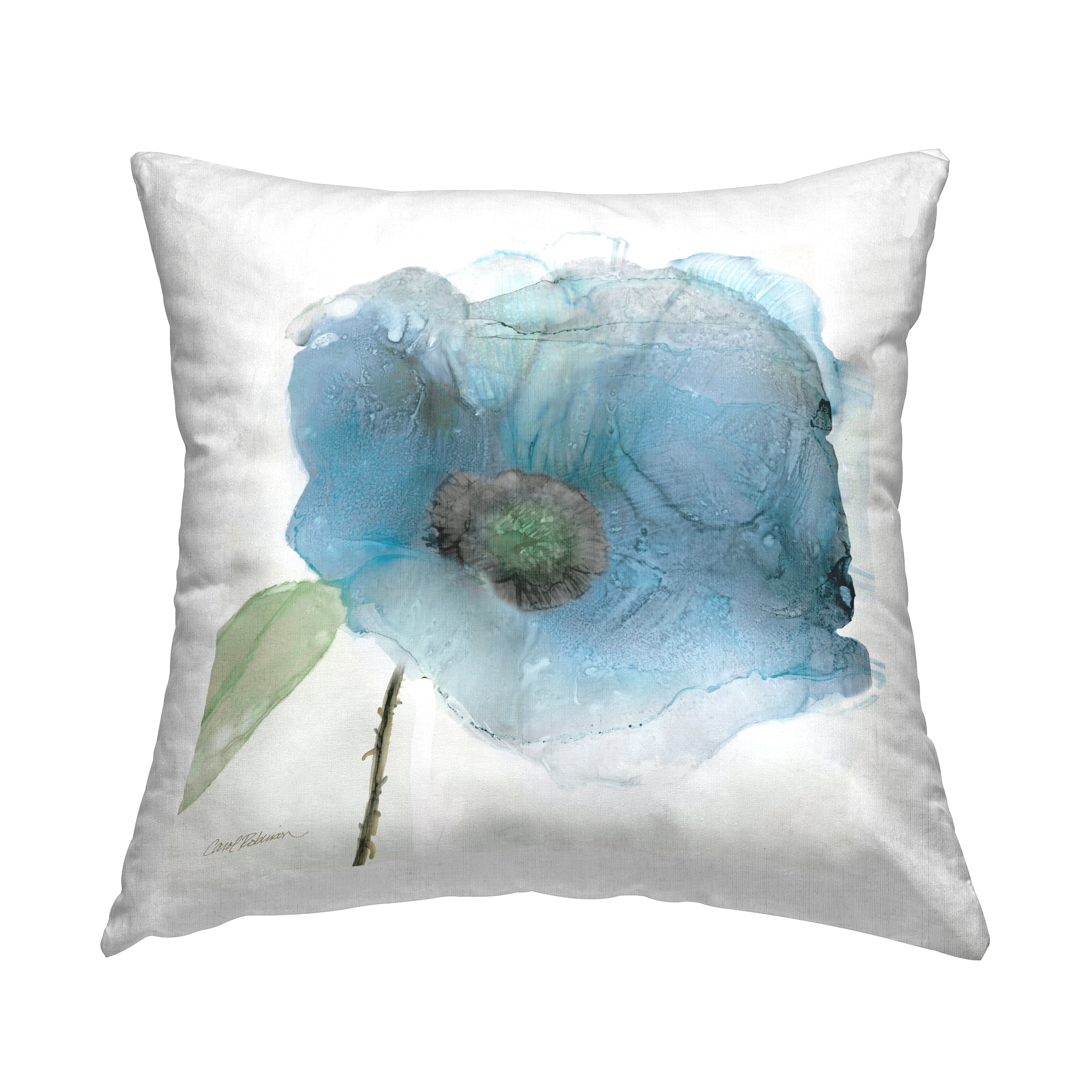 Stupell Industries Abstract Blue Poppy Blossom Printed Throw Pillow Design by Carol Robinson