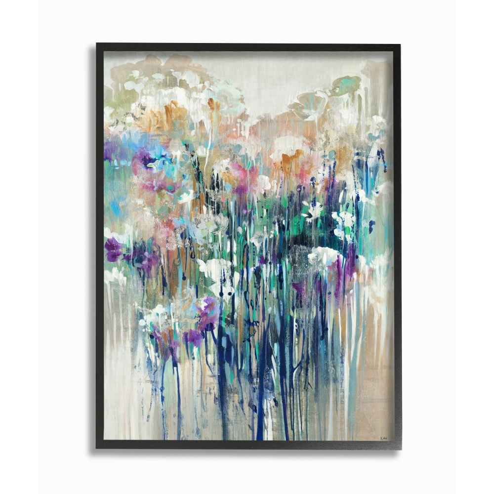 Stupell Industries Abstract Blue Purple Drip Painting Black Framed Wall Art, 11 x 14, byThird and Wall