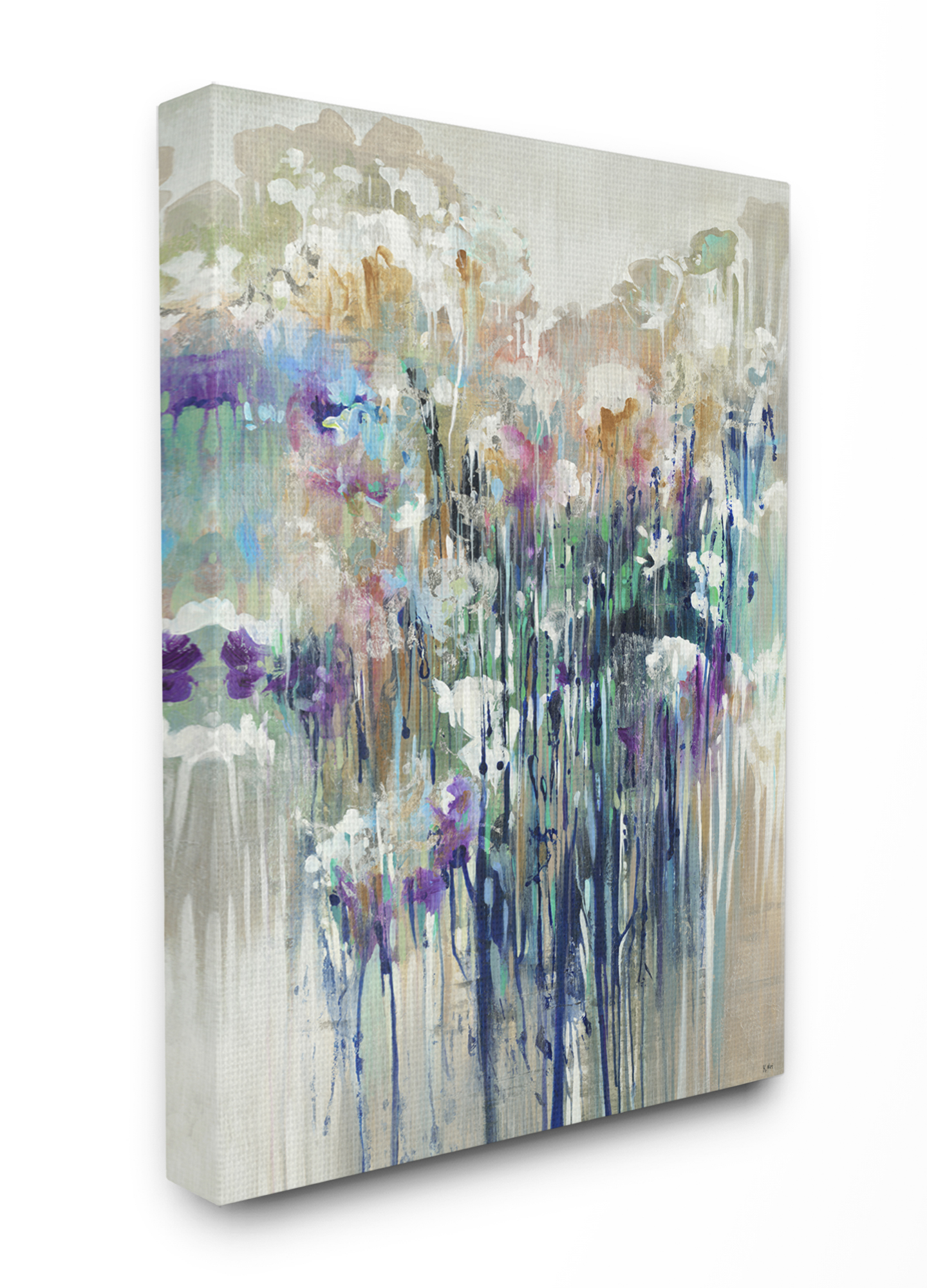 Stupell Industries Abstract Blue Purple Drip Painting Canvas Wall Art, 16 x 20, byThird and Wall