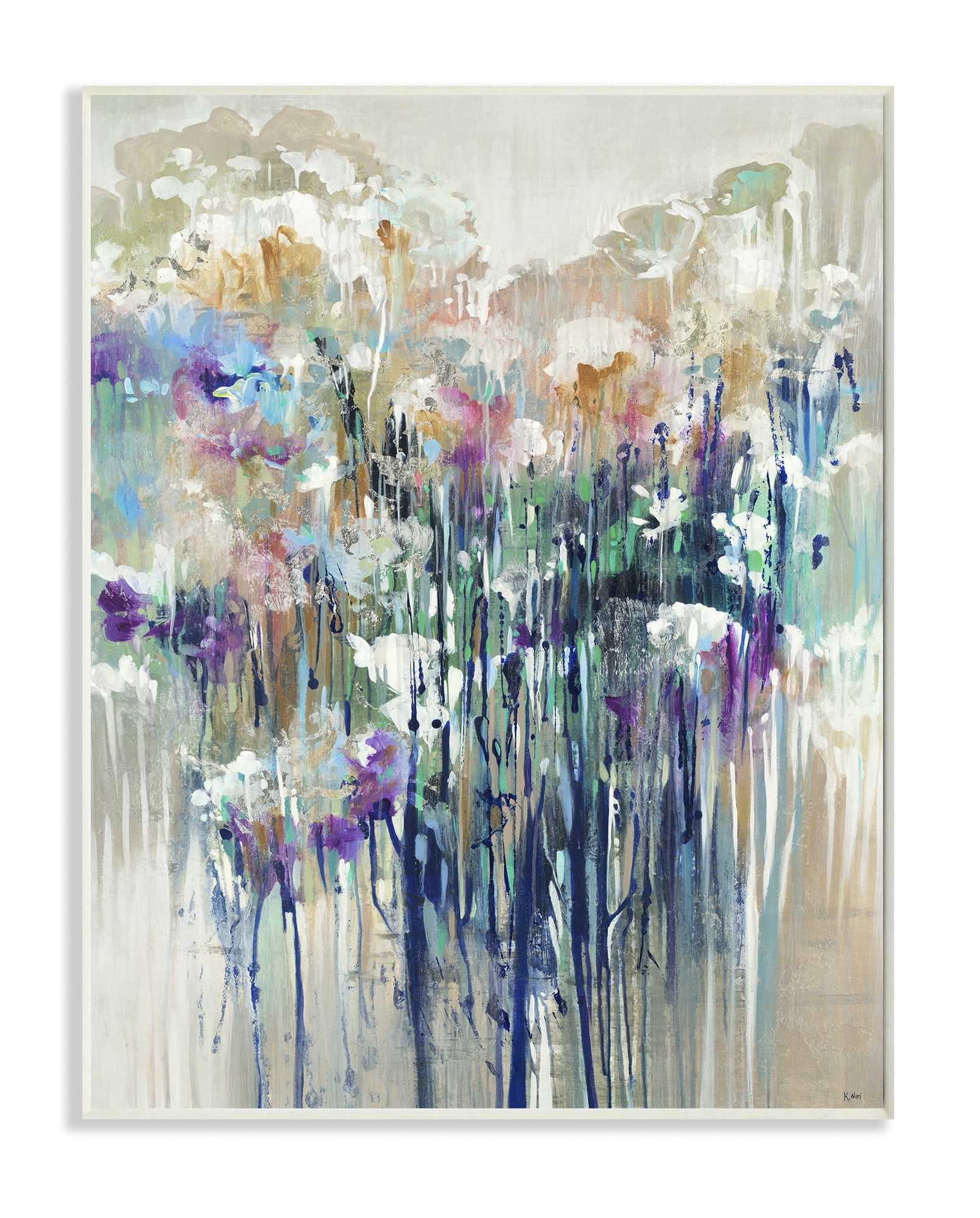 Stupell Industries Abstract Blue Purple Drip Painting Unframed Art Print Wall Art, 10x15, by Third and Wall