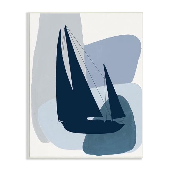 Stupell Industries Abstract Blue Sailboat Yacht Silhouette Mod Shapes, 10 x 15,Design by Patricia Pinto