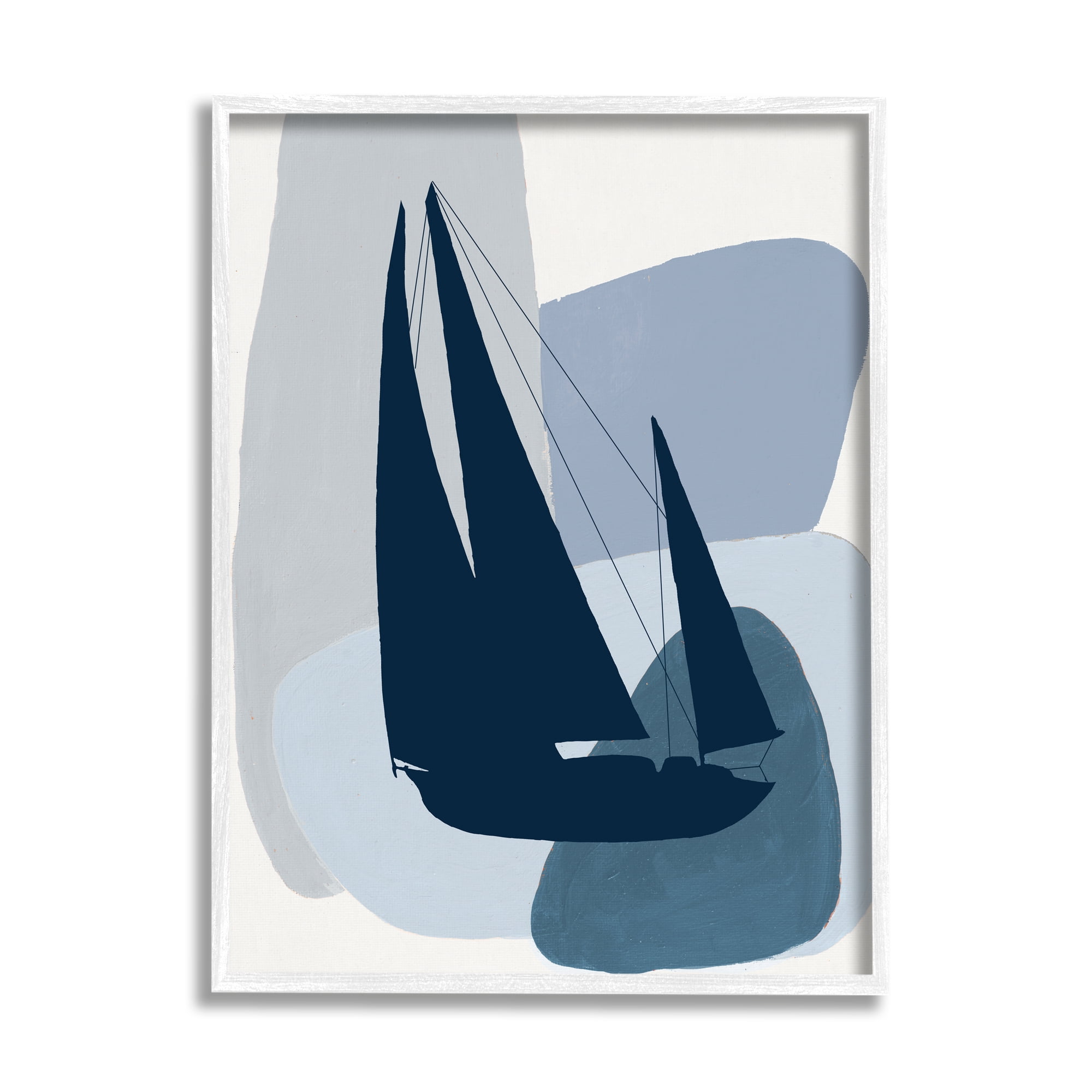 Stupell Industries Abstract Blue Sailboat Yacht Silhouette Mod Shapes, 11 x 14,Design by Patricia Pinto